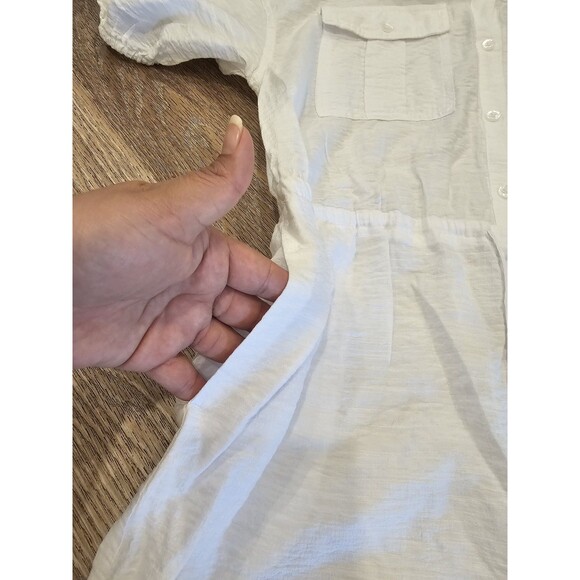Simply Vera Vera Wang Women's White Short Sleeve Shirt Dress With Pockets Size M - Picture 8 of 8
